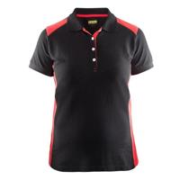 Blåkläder Dames poloshirt piqué 33901050 | Zwart/Rood | Maat L - 7330509479568 - thumbnail
