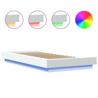 Bedframe met LED-verlichting bewerkt hout wit 180x200 cm - thumbnail