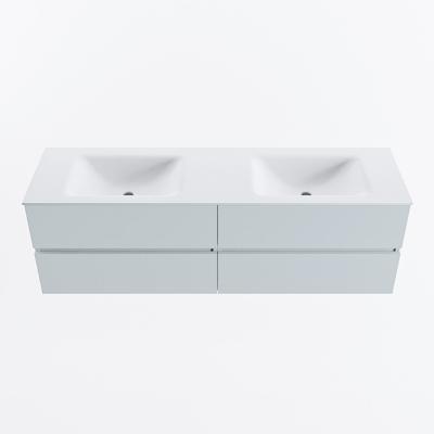 MONDIAZ VICA 160cm badmeubel onderkast Clay 4 lades. Wastafel CLOUD dubbel 2 kraangaten, kleur Talc.