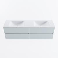 MONDIAZ VICA 160cm badmeubel onderkast Clay 4 lades. Wastafel CLOUD dubbel 2 kraangaten, kleur Talc. - thumbnail