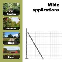 VidaXL Hek met paal grijs 0,8 x 10 m staal en pvc - thumbnail