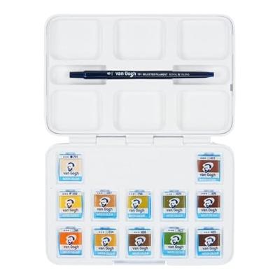 Van Gogh • aquarelverf pocket box natuurtinten met 12 kleuren in halve napjes