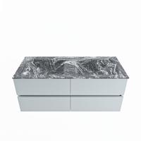 MONDIAZ VICA-DLUX 120cm badmeubel onderkast Clay 4 lades. Inbouw wastafel CLOUD dubbel 2 kraangaten, kleur Lava. - thumbnail