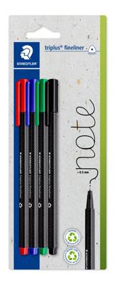 Staedtler triplus 334-S BK4 Fineliner 0.3 mm 4 stuk(s)