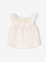 Mouwloze t-shirt voor babymeisjes ecru - thumbnail