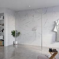 Fortifura Galeria Vrijstaande Inloopdouche - 160x200cm - Helder - antikalk - 8mm veiligheidsglas - 2 zijwanden 40cm - wandsteunen en hoekprofielen - Geborsteld RVS PVD (RVS) SW927769 2x/SW797918/SW797911 2x/SW798730 2x - thumbnail