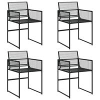 Tuinstoelen 4 st poly rattan zwart - thumbnail
