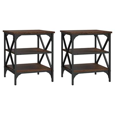 Bijzettafels 2 st 40x42x50 cm bewerkt hout bruin eikenkleur