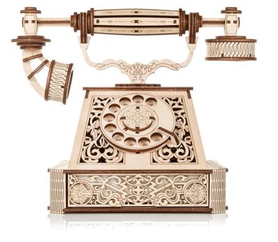 Eco Wood 3D Houten Retro Telefoon DIY Modelbouw