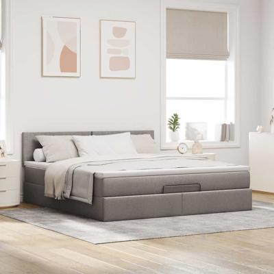 Ottoman bed met matras 180x200cm stof taupe