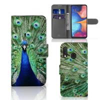 Samsung Galaxy A20e | Telefoonhoesje | Met pasjeshouder | Pauw - thumbnail