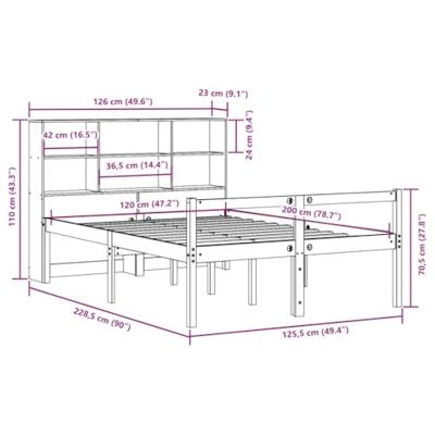 Bed met boekenkast zonder matras hout wasbruin 120x200 cm