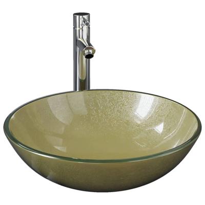 VidaXL Wastafel met kraan en pop-up afvoer gehard glas goudkleurig VidaXL Wastafel met kraan en pop-up afvoer gehard glas goudkleurig