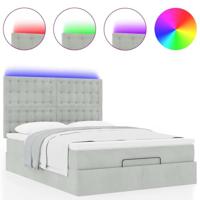 Ottoman bed met matrassen en LED's 140x200cm fluweel lichtgrijs - thumbnail