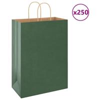 VidaXL Papieren zakken 250 st met hengsels 32x17x44 cm groen - thumbnail