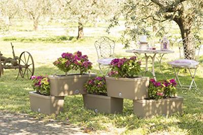 Bama brick koppelbare plantenbakken 75l 59x23x27 cm 5 stuks taupe