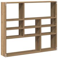 Wandschap 90x16x78 cm bewerkt hout artisanaal eikenkleurig - thumbnail