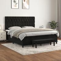 Boxspring met matras fluweel zwart 160x200 cm - thumbnail