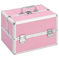 VidaXL Make-up koffer 22x30x21 cm aluminium roze - thumbnail