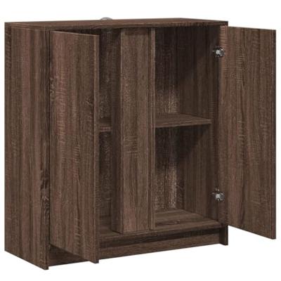 Dressoir met LED 77x34x85 cm bewerkt hout bruin eikenkleur Dressoir met LED 77x34x85 cm bewerkt hout bruin eikenkleur