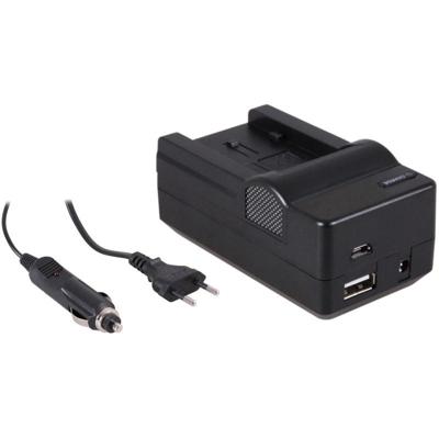 4-in-1 acculader voor Panasonic VW-VBK180 / VW-VBK360 - compact en licht - laden via stopcontact, auto, USB en Powerbank