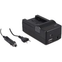 4-in-1 acculader voor Panasonic VW-VBK180 / VW-VBK360 - compact en licht - laden via stopcontact, auto, USB en Powerbank - thumbnail