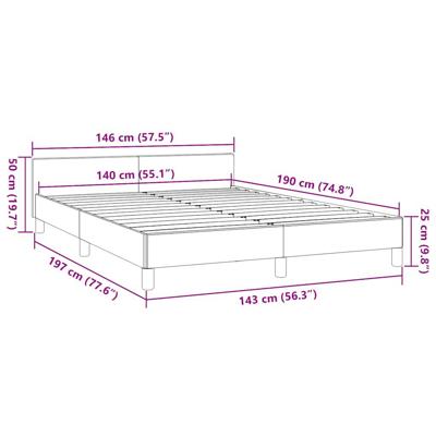 Bedframe met hoofdeinde zonder matras 140x190 cm crèmekleurig