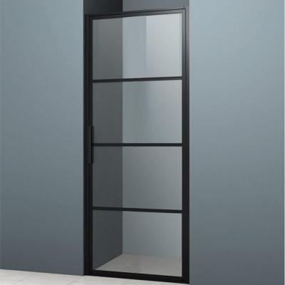 Nisdeur Lacus Tremiti 90x200 cm 6 mm Helder Glas Mat Zwart Aluminium Profiel Lacus