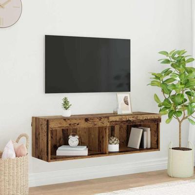 TV Wandkast Oud Hout 100 x 30 x 30 cm Bewerkt hout