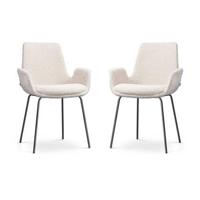 Nolon Nora-Eef eetkamerstoel bouclé beige - zwart onderstel - set van - thumbnail