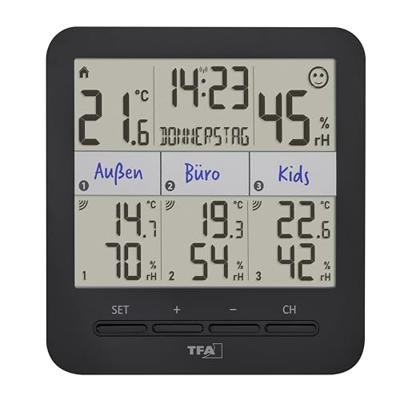 TFA Dostmann KLIMA@HOME 2 30.3075.01 Draadloze thermo- en hygrometer Zwart