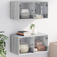 Wandkasten met glazen deuren 2 st 68,5x37x35 cm grijs sonoma - thumbnail