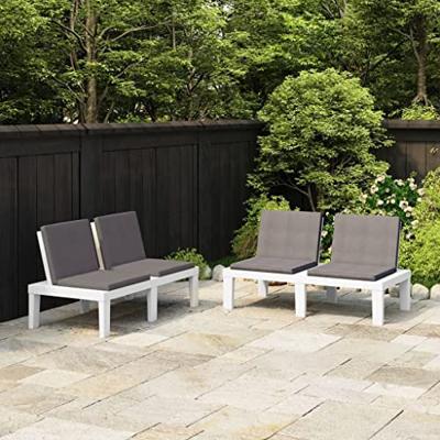 VidaXL Loungebank met kussen kunststof grijs