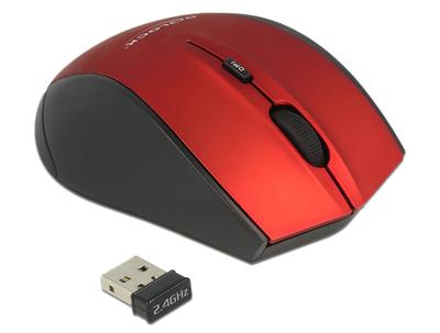 Delock 12493 Ergonomische muis USB Optisch Zwart, Rood 5 Toetsen