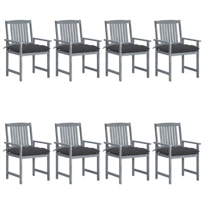 Tuinstoelen 8 st met kussens massief acaciahout grijs