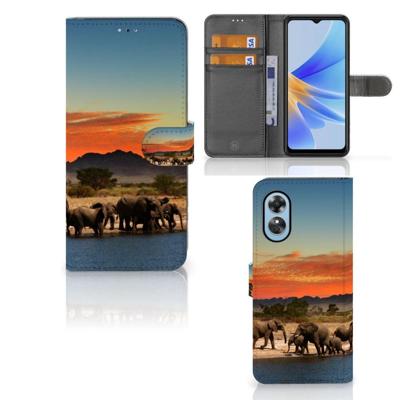 OPPO A17 | Telefoonhoesje | Met pasjeshouder | Olifanten