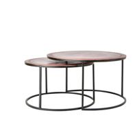Light & Living Salontafel Talca Set van 2 stuks, 65/75cm - Antiek Koper/Zwart - Rond - thumbnail