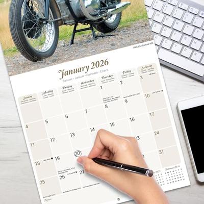 Classic British Bikes Calendar 2026 Square Motorbike Wall Calendar - 16 Month