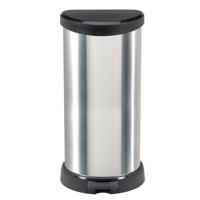 Curver Decobin Pedaalemmer Ovaal 40L Zilver/Zwart - thumbnail