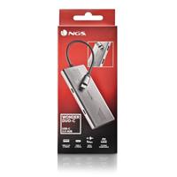 NGS WONDERDUO-C Aluminium 4-in-1 Multiport USB-adapter, 2 USB-C + 2 USB-A, Hoge Snelheid 5 Gbps, Compatibel met PC, Mac en Tablet, Draagbaar en Lichtgewicht Design, Aluminium Behuizing, Kabel 180mm - thumbnail
