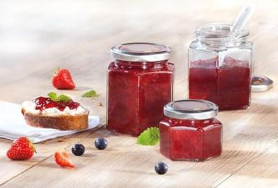 Leifheit 3209 jampot zeshoekig 106 ml glas/zilver