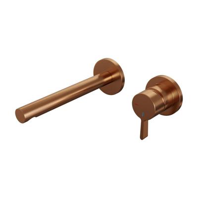 Copper Edition inbouw wastafelmengkraan met uitloop en rozetten - model E1 koper geborsteld PVD