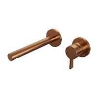 Copper Edition inbouw wastafelmengkraan met uitloop en rozetten - model E1 koper geborsteld PVD - thumbnail