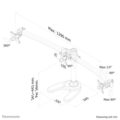 Neomounts FPMA-D700DD3 Monitorvoet Aantal monteerbare displays: 3 Display(s) 25,4 cm (10) - 68,6 cm (27) Zwart In hoogte verstelbaar, Zwenkbaar, Kantelbaar Neomounts FPMA-D700DD3 Monitorvoet Aantal monteerbare displays: 3 Display(s) 25,4 cm (10) - 68,6 cm (27) Zwart In hoogte verstelbaar, Zwenkbaar, Kantelbaar