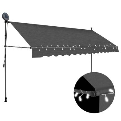 VidaXL Luifel handmatig uitschuifbaar met led 400 cm antracietkleurig