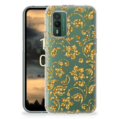 Nokia XR21 | TPU Case | Gouden Bloemen Nokia XR21 | TPU Case | Gouden Bloemen