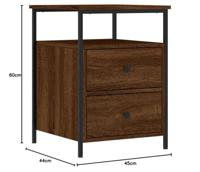 Nachtkastjes 2 st 44x45x60 cm bewerkt hout bruin eikenkleur - thumbnail
