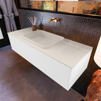 Badkamermeubelset Mondiaz Erin 120 cm met 1 Lade met RIDGE Wastafel Midden Linen Zonder Kraangaten Greeploos Mat Talc - thumbnail