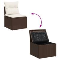 4-delige Loungeset met kussens poly rattan bruin - thumbnail