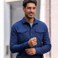 Heren Overshirt Andel | Donkerblauw Melange - thumbnail